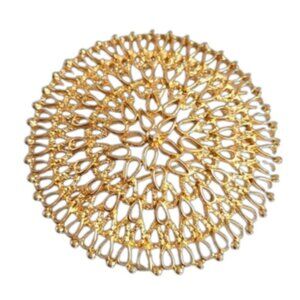 Vintage Sarah Coventry Brooch Large Round Circle Gold Plated Antique Style